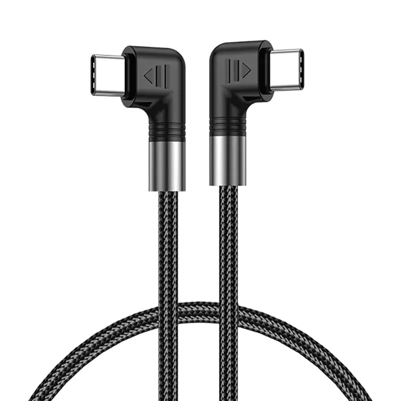 100W USB-C 90° - USB-C 90° Punottu kaapeli 1m - Musta