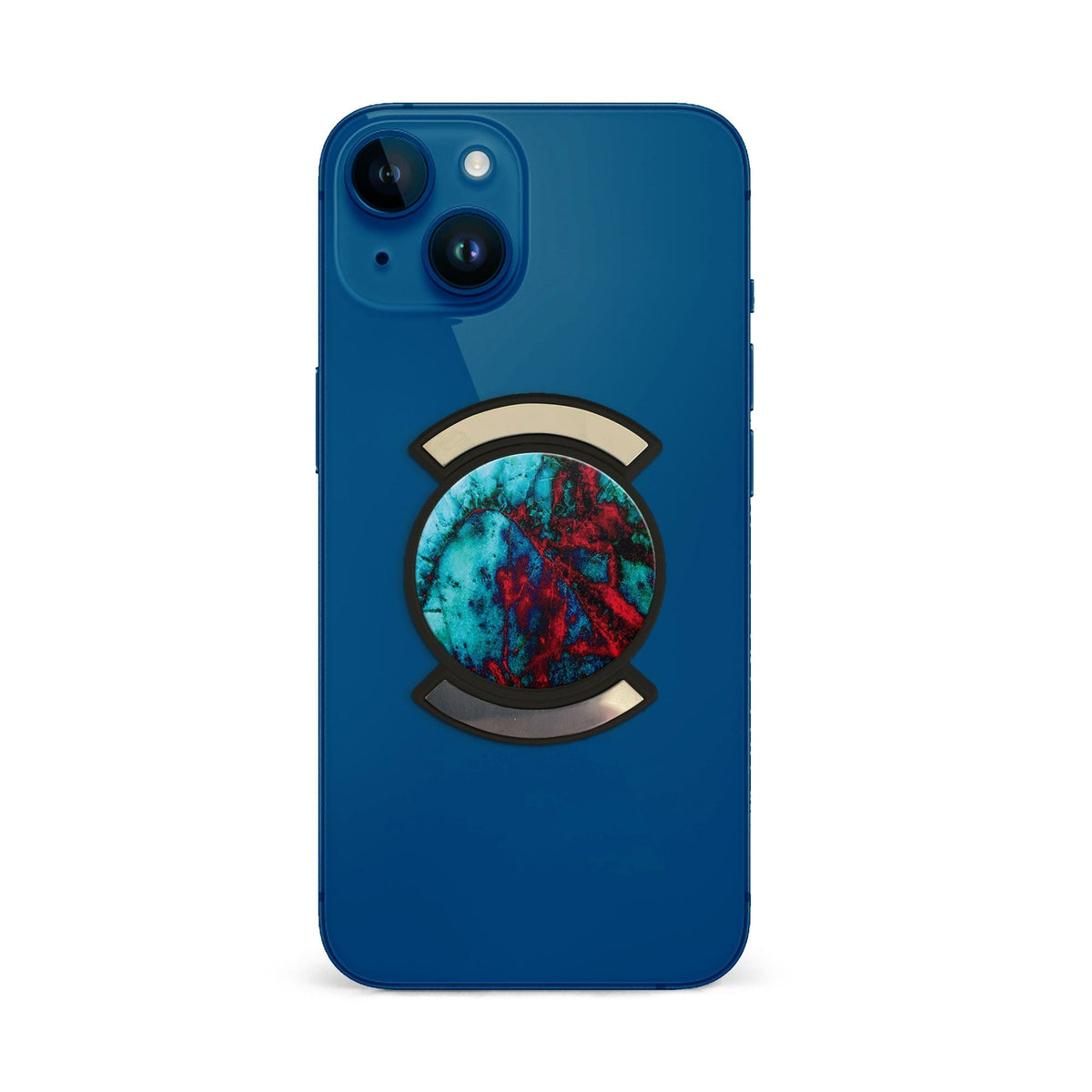 Puhelinpidike, High Contrast Blue Red Marble - Musta
