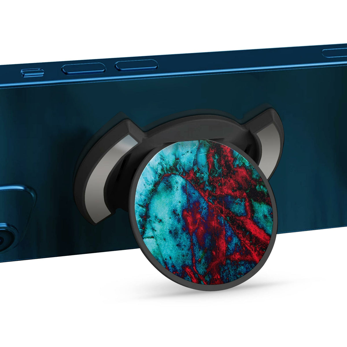 Puhelinpidike, High Contrast Blue Red Marble - Musta