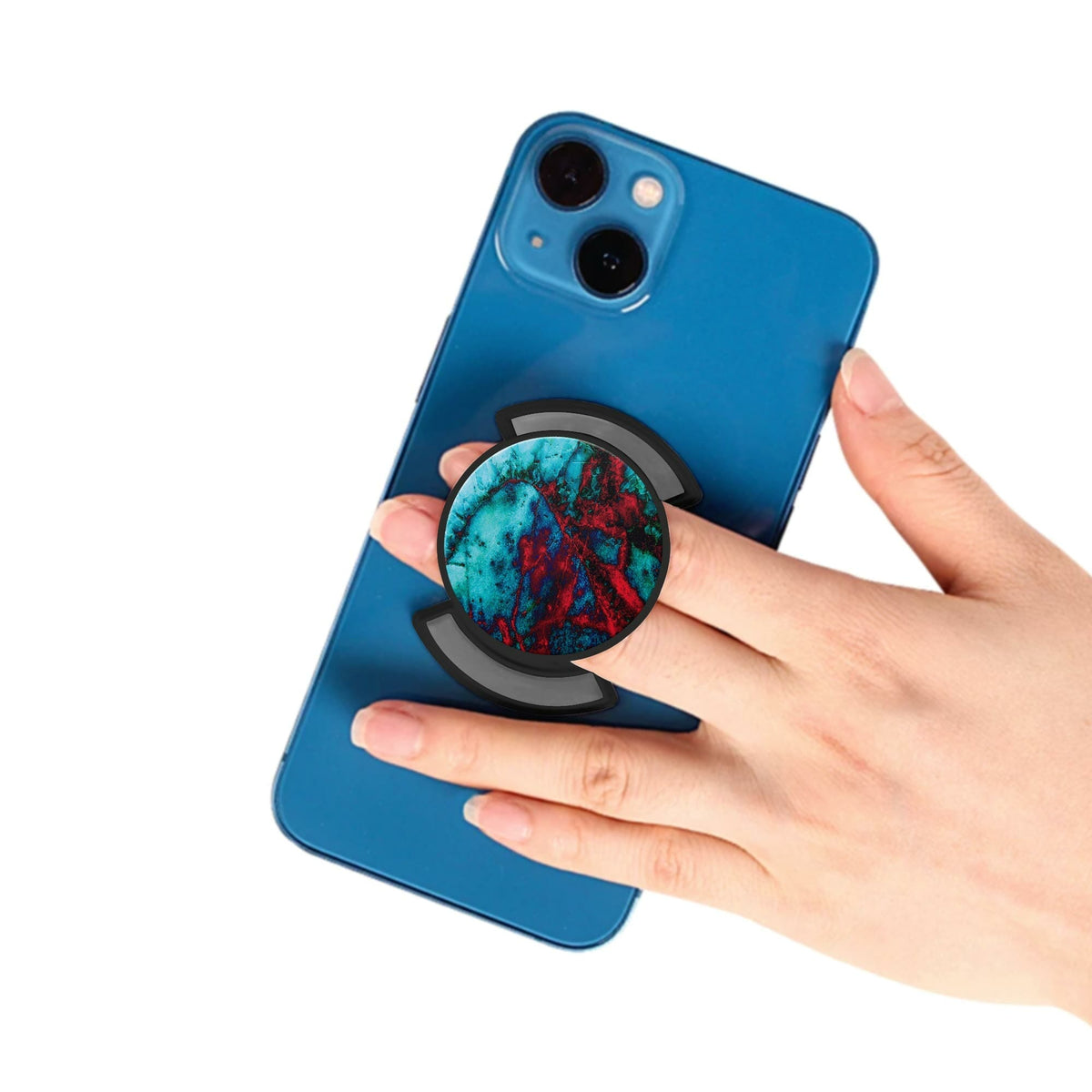 Puhelinpidike, High Contrast Blue Red Marble - Musta