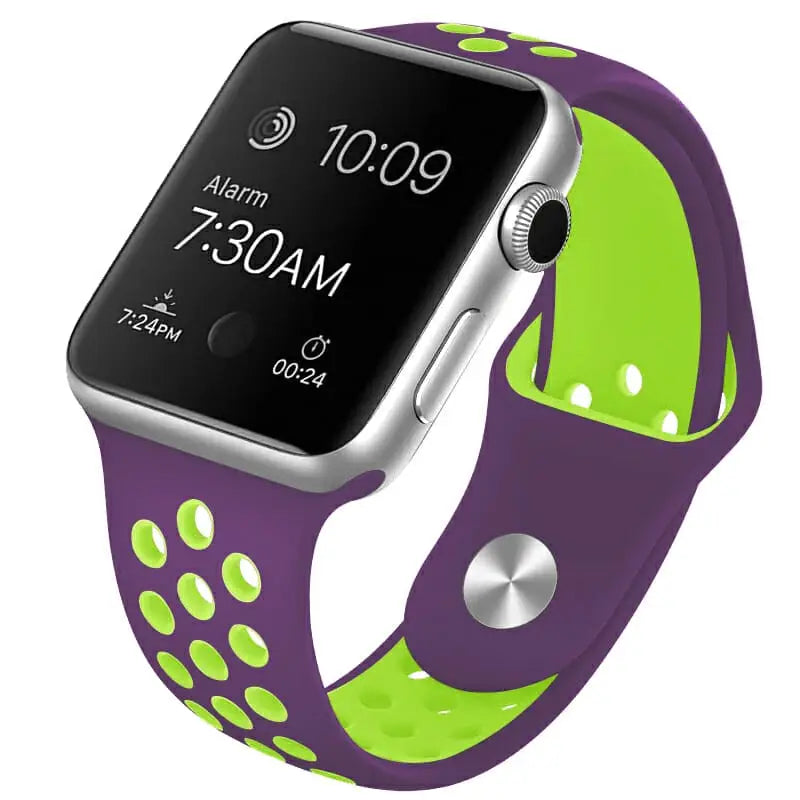 Apple Watch 38 / 40 / 41 mm Urheiluranneke - S/M - Violetti/Vihreä