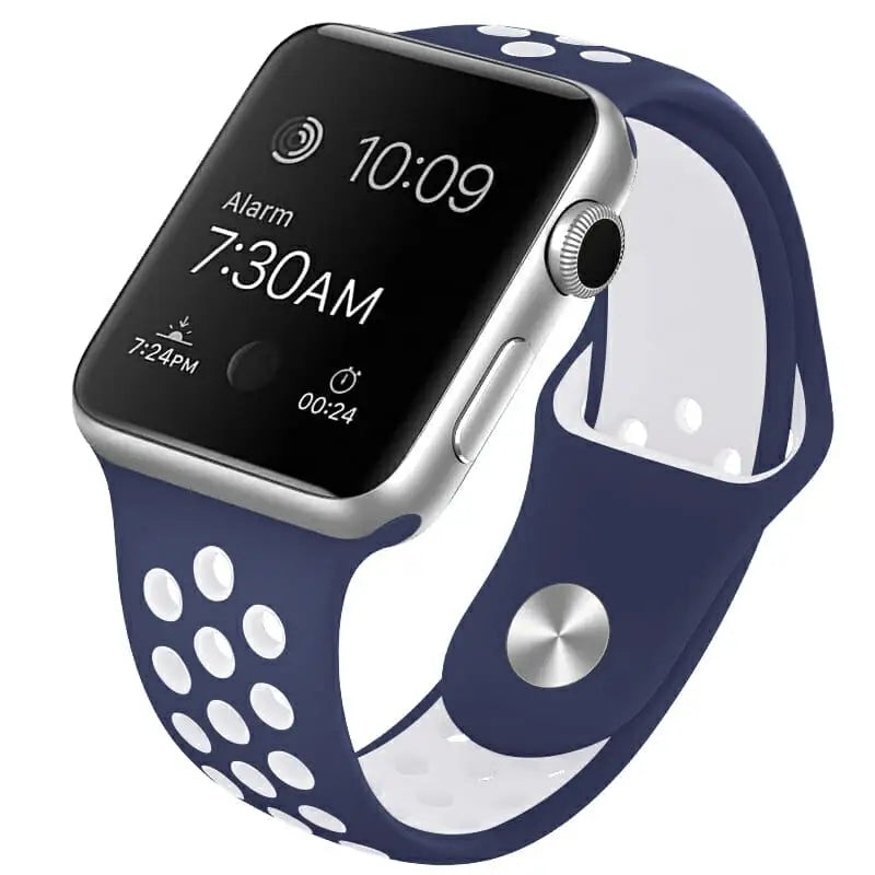 Apple Watch 38 / 40 / 41 mm Urheiluranneke - S/M - Laivastonsininen/Valkoinen