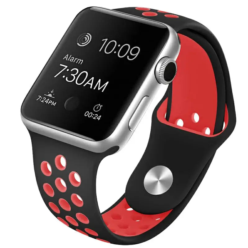 Apple Watch 38 / 40 / 41 mm Urheiluranneke - S/M - Musta/Punainen