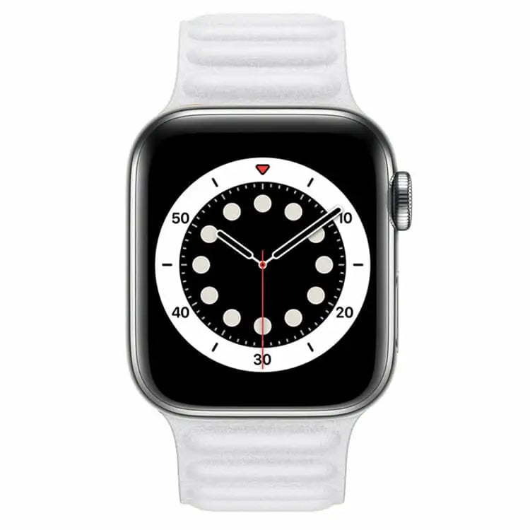Apple Watch 42 / 44 / 45 mm Magneettinen Nahkaranneke - Valkoinen