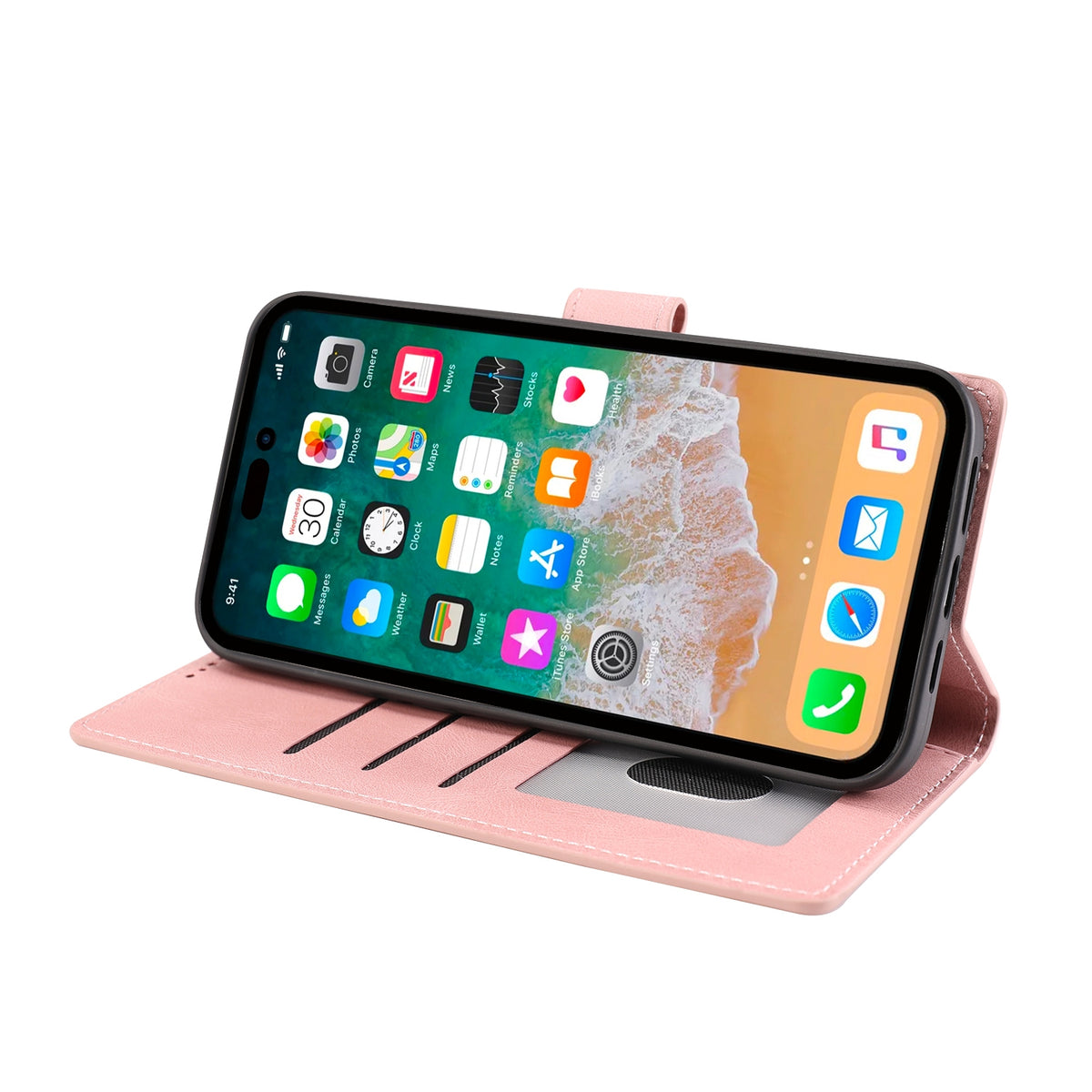 iPhone 14 Pro Lompakko Suojakotelo Ruusukulta