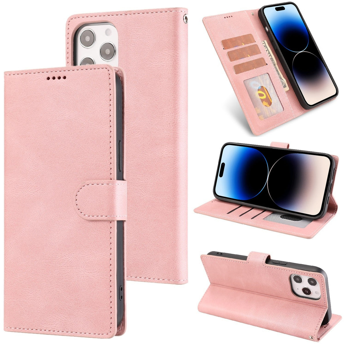 iPhone 14 Pro Lompakko Suojakotelo Ruusukulta