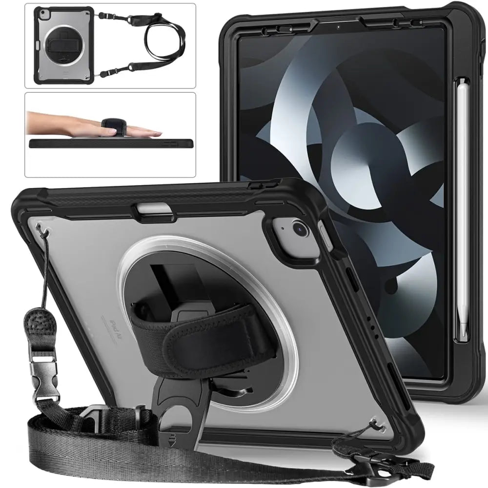 iPad Air 10.9 (2022/2020) / Pro 11 (2022/2021/2020/2018) Armor Suojakotelo Kantohihnalla - Musta
