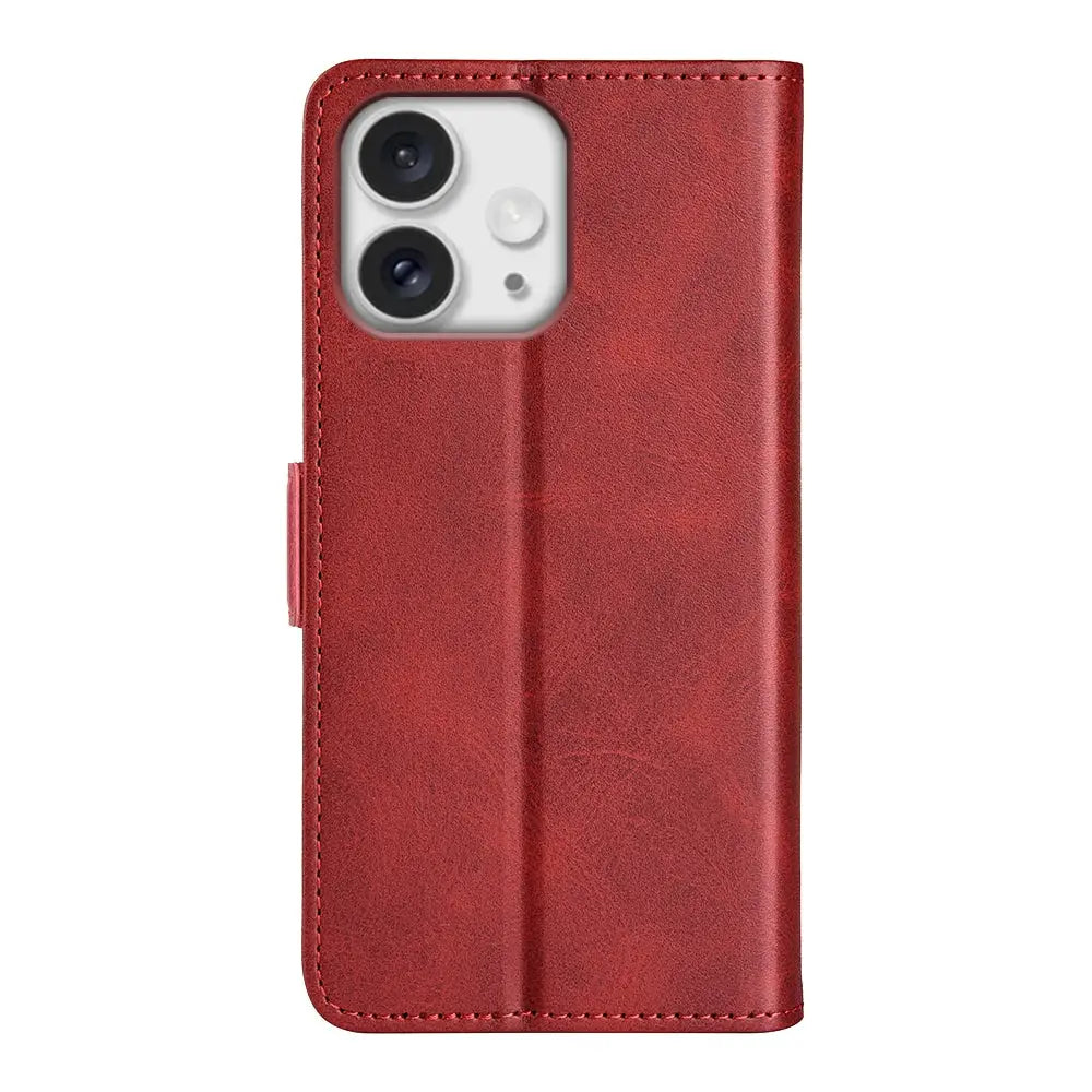 Punainen lompakko suojakotelo iPhone 16 Pro Max -tyylille ja kaksoiskameralle