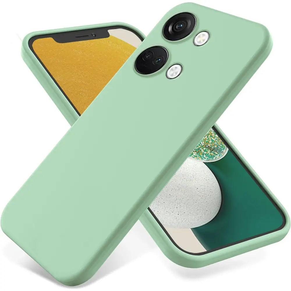Mint vihreä silikoninen puhelinukuori OnePlus Nord 3:lle kaksoiskameraleikkauksilla