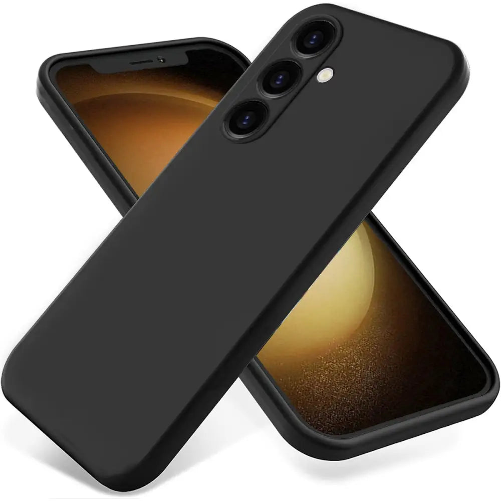 Musta silikonisuojakuori Samsung Galaxy S24 FE 5G kolmella kameraleikkauksella