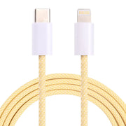 USB-C - Lightning Punottu kaapeli 1M - Keltainen